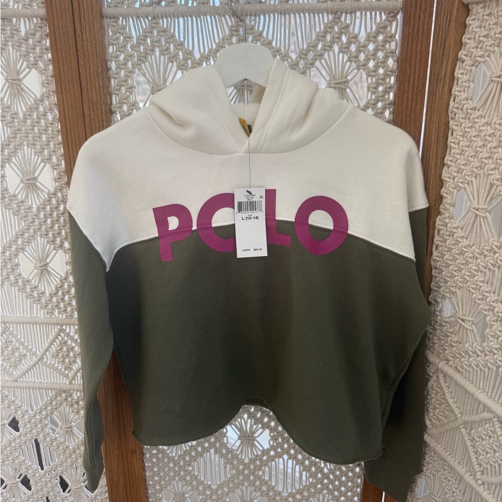 Polo by Ralph Lauren Girls Cream and Olive Hoodie